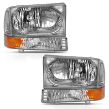 Cargar imagen en el visor de la galería, ANZO 2000-2004 Ford Excursion Crystal Faro con luz de esquina cromada ámbar (sin bombilla)