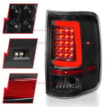 Cargar imagen en el visor de la galería, ANZO 2004-2006 Ford F-150 luces traseras LED con barra de luz, carcasa negra, lente transparente