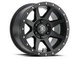 ICON Rebound 17x8.5 6x5.5 0mm Offset 4.75in BS 106.1mm Diámetro Rueda negra satinada