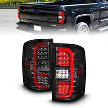 Cargar imagen en el visor de la galería, ANZO 14-18 GMC Sierra 1500 Luces traseras LED completas Carcasa negra Lente transparente (con barras de luz C)