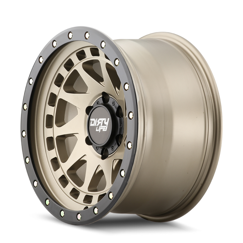 Dirty Life 9311 Enigma Pro 17x9/8x165.1 BP/-12mm Offset/130.8mm Hub Rueda de oro satinado - Beadlock