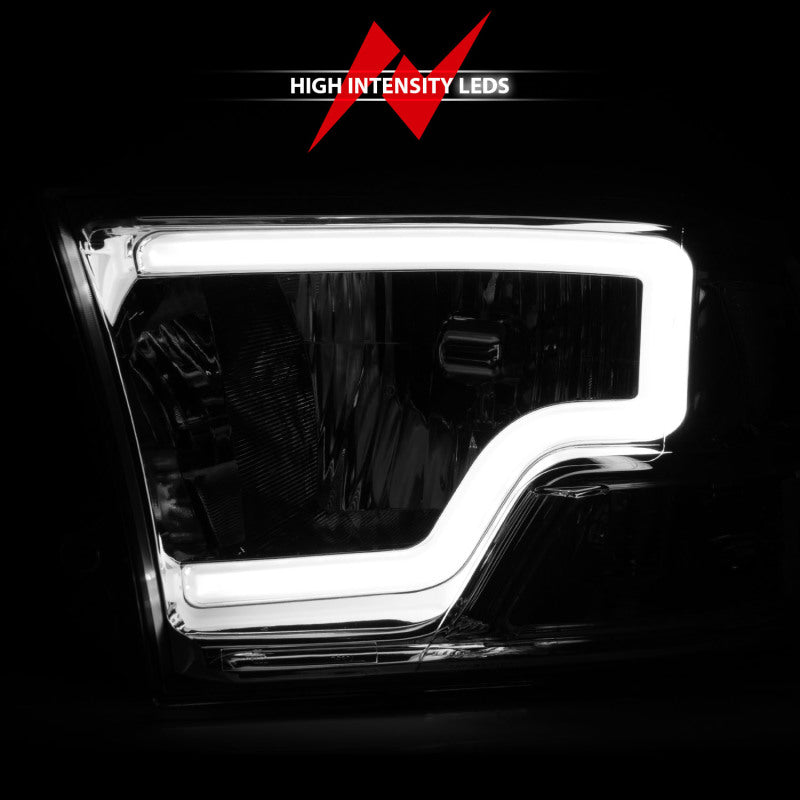 ANZO 2009-2018 Dodge Ram 1500/2500/3500 Faros delanteros de cristal con barra de luz cromada