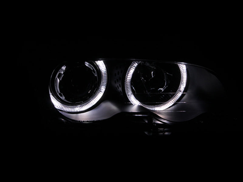 ANZO 1999-2001 BMW Serie 3 E46 Faros delanteros con proyector con halo negro
