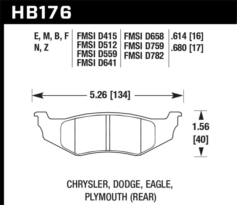 Pastillas de freno traseras Hawk SRT4 HPS Street