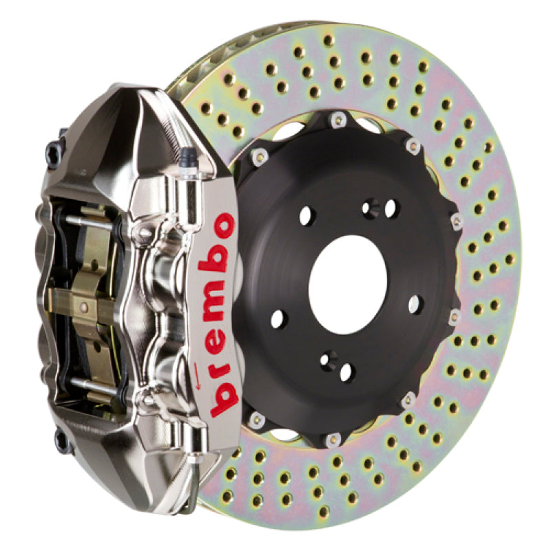 Brembo 06-09 S2000 Trasero GTR BBK 4 pistones Billet328x28 2 piezas Rotor perforado - Niquelado