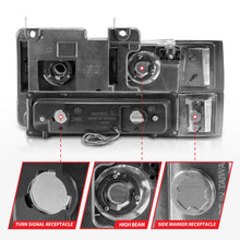 Cargar imagen en el visor de la galería, ANZO 88-98 Chevrolet C1500 Faros delanteros de cristal con barra de luz, carcasa cromada con marcadores laterales de señal, 8 piezas