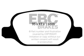 EBC 10-11 Fiat 500 1.4 (Pinzas Bosch) Pastillas de freno traseras Yellowstuff