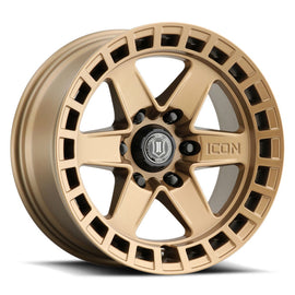 ICON Raider 17x8.5 6x120 0mm Offset 4.75in BS Rueda de latón satinado