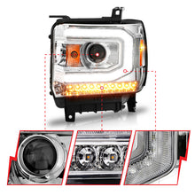 Cargar imagen en el visor de la galería, ANZO 2014-2015 Gmc Sierra 1500 Faros delanteros con barra de luz y carcasa cromada (tipo halógeno)