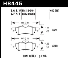 Cargar imagen en el visor de la galería, Hawk 02-06 Mini Cooper / Cooper S Performance Ceramic Street Rear Brake Pads