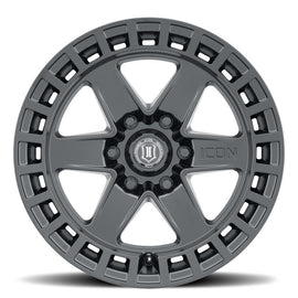 ICON Raider 17x8.5 6x135 6mm Offset 5in BS Rueda negra satinada