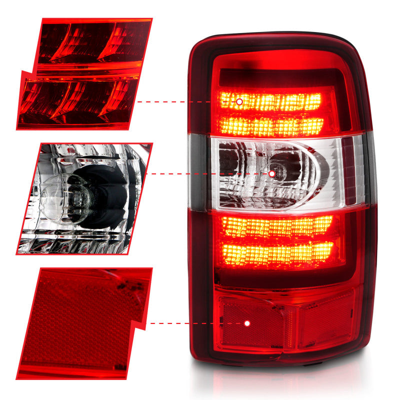ANZO 2000-2006 Chevrolet Tahoe luces traseras LED con lente roja carcasa cromada