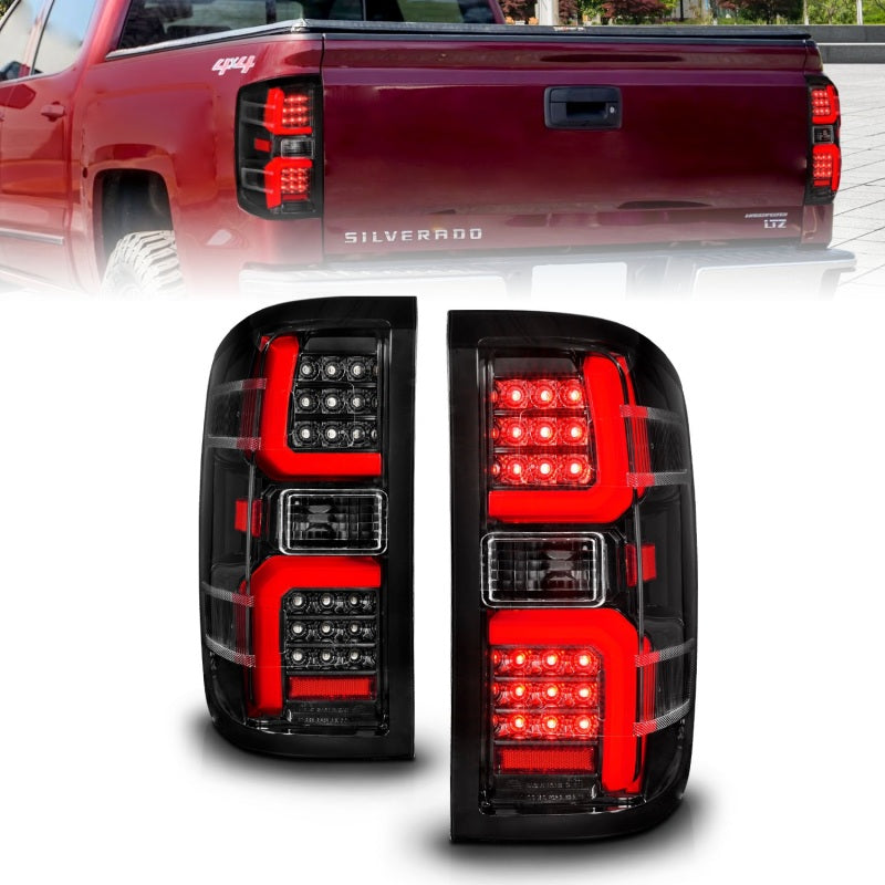 ANZO 15-19 Chevrolet Silverado 2500 HD/3500 HD Luz trasera LED con carcasa negra secuencial/lente transparente