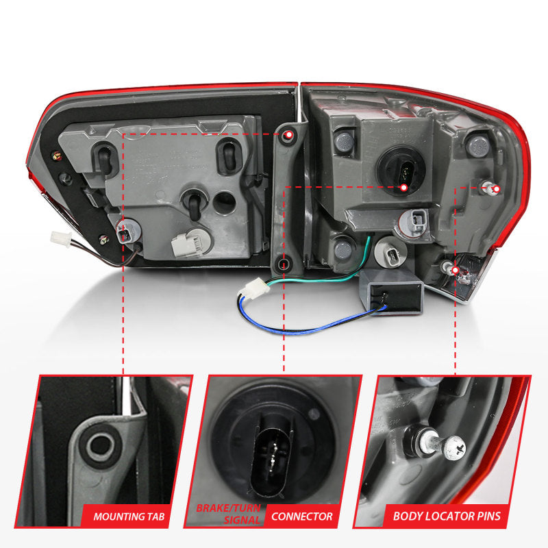 ANZO 2014-2016 Jeep Grand Cherokee luces traseras LED rojo/transparente