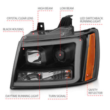Cargar imagen en el visor de la galería, ANZO 07-14 Chevy Tahoe Proyector Faros delanteros con diseño estilo tablón Negro con ámbar