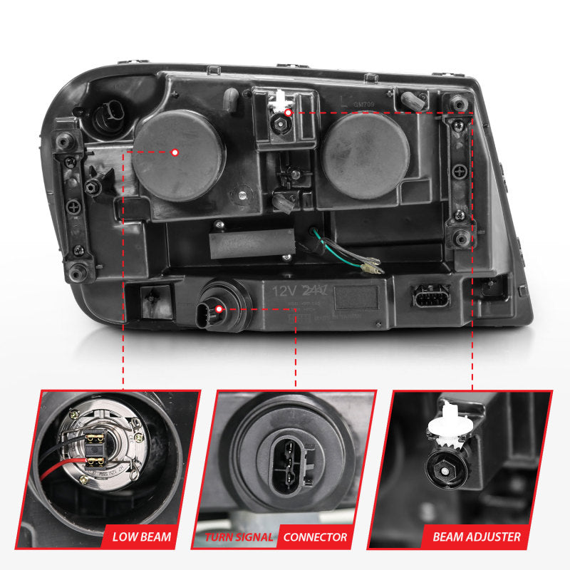 ANZO 2006-2009 Chevrolet Trailblazer Proyector Faros delanteros con diseño estilo tablón cromado con ámbar