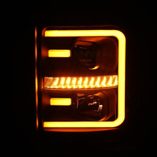 Cargar imagen en el visor de la galería, ANZO 2011-2016 Ford F250 Faros delanteros proyectores con estilo de tablón Switchback negro con ámbar