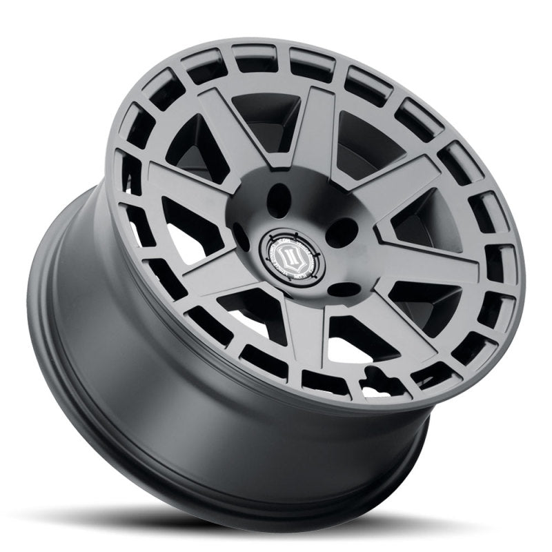 ICON Compass 17x8.5 6x5.5 0mm Offset 4.75in BS Rueda negra satinada
