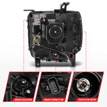 Cargar imagen en el visor de la galería, ANZO 2014-2015 Gmc Sierra 1500 Faros delanteros con barra de luz y carcasa cromada (tipo halógeno)