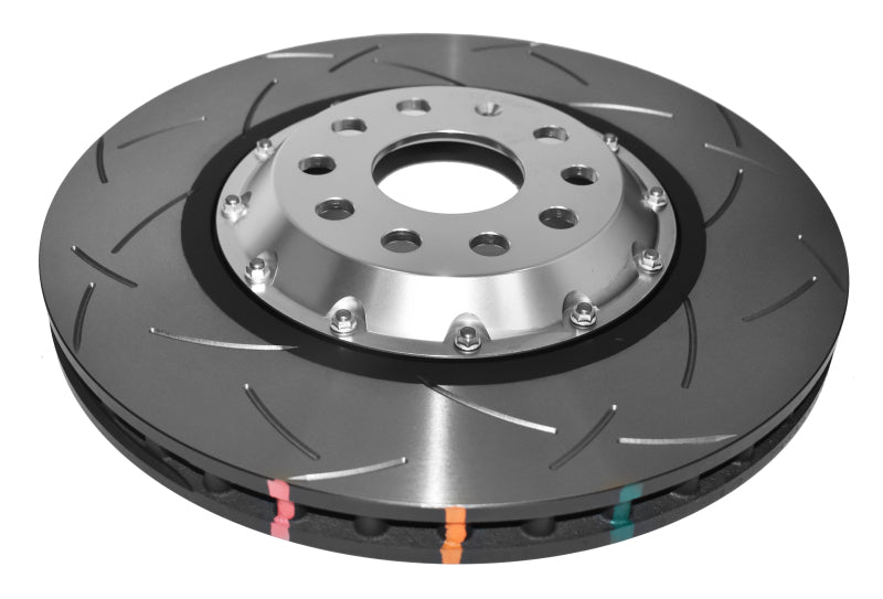 DBA 12-13 Volkswagen Golf R 2.0L Rotor ranurado delantero serie 5000 con sombrero plateado