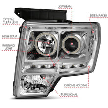 Cargar imagen en el visor de la galería, ANZO 2009-2014 Ford F-150 Faros delanteros proyectores con Halo Chrome (CCFL) G2