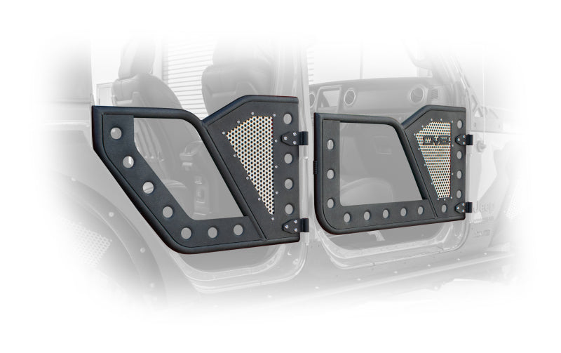 DV8 Offroad Jeep 18+ Wrangler JL / 20+ Gladiator JT Puertas traseras tipo roca con malla de aluminio perforada