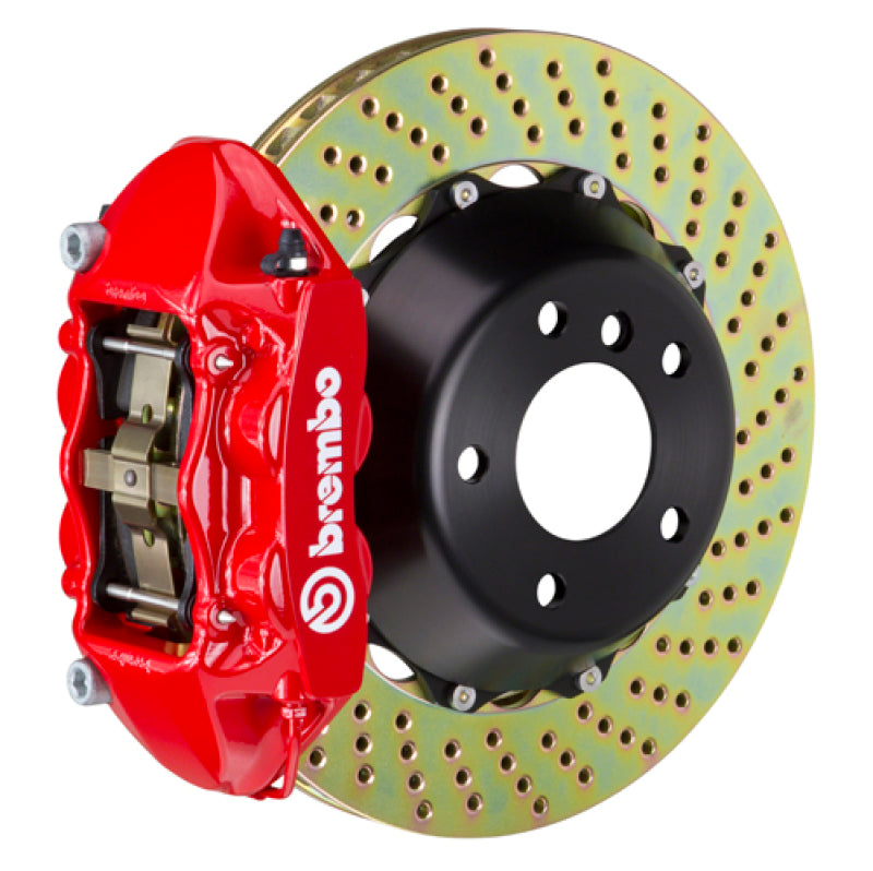 Brembo 00-02 S4/02-05 A4/06-08 A4 Front GT BBK 4 Piston Cast 365x29 2pc Rotor Drilled-Red