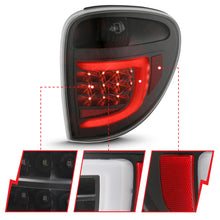 Cargar imagen en el visor de la galería, ANZO 2004-2007 Dodge Grand Caravan luces traseras LED con barra de luz, carcasa negra, lente transparente