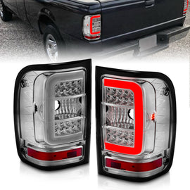 ANZO 2001-2011 Ford Ranger luces traseras LED con barra de luz, carcasa cromada, lente transparente