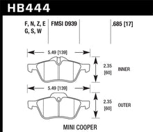 Cargar imagen en el visor de la galería, Hawk 02-06 Mini Cooper / Cooper S 18mm HT-10 Race Front Brake Pads