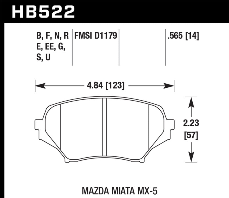 Hawk 06-11 Mazda Miata Mx-5 Pastillas de freno delanteras DTC-60 Race