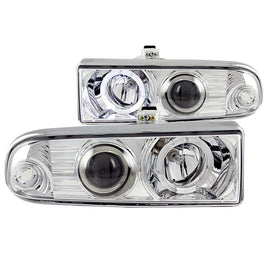 ANZO 1998-2005 Chevrolet S-10 Faros delanteros con proyector con halo cromado