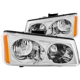 ANZO 2003-2006 Chevrolet Silverado 1500 Faros delanteros de cristal cromados