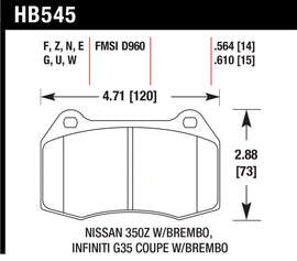 Hawk 03-07 G35/350z con pastillas de freno delanteras Brembo Performance Ceramic Street