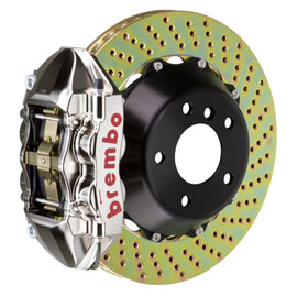 Brembo 03-09 E55 AMG Trasero GTR BBK 4 Pistón Billet 380x28 2pc Rotor Perforado - Níquel