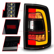 Cargar imagen en el visor de la galería, ANZO 09-18 Dodge Ram 1500 Luces traseras LED secuenciales negro ahumado con señal ámbar de retroceso