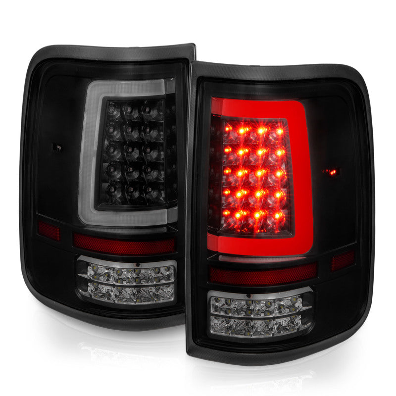 ANZO 2004-2006 Ford F-150 luces traseras LED con barra de luz, carcasa negra, lente ahumada