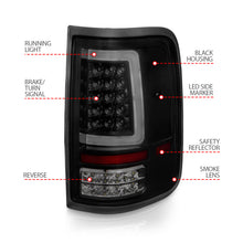 Cargar imagen en el visor de la galería, ANZO 2004-2006 Ford F-150 luces traseras LED con barra de luz, carcasa negra, lente ahumada