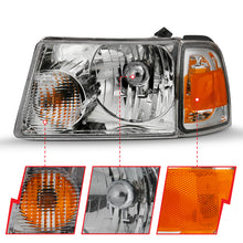 Cargar imagen en el visor de la galería, ANZO 2001-2011 Ford Ranger Crystal Faro cromado con luces de esquina (reemplazo OE)