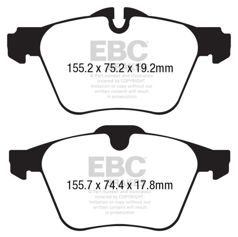 EBC 13+ Jaguar F-Type (solo rotores de hierro fundido) 3.0 Supercharged (340) Pastillas de freno delanteras Yellowstuff