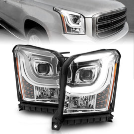 ANZO 2015-2017 GMC Yukon XL Faros delanteros con barra de luces - Cromo/Ámbar