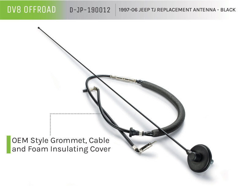DV8 Offroad 1997-06 Jeep TJ Antena de repuesto negra