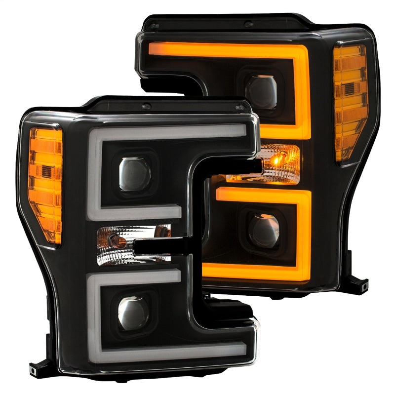 Faros delanteros LED ANZO 17-18 Ford F-250 Super Duty Faros delanteros LED estilo tablón negros (par)