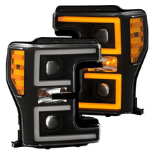 Cargar imagen en el visor de la galería, Faros delanteros LED ANZO 17-18 Ford F-250 Super Duty Faros delanteros LED estilo tablón negros (par)