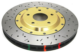 DBA 97-04 Corvette C5/C6 Rotor delantero perforado y ranurado Serie 5000 de 2 piezas ensamblado con sombrero dorado