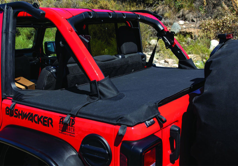 Rampage 2018-2022 Jeep Wrangler(JL) cubierta Tonneau de 4 puertas con kit de barra de portón trasero - Black Diamond