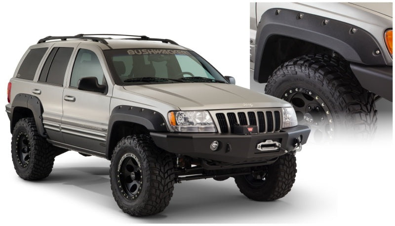 Bushwacker 99-04 Jeep Grand Cherokee bengalas estilo recortado 2 piezas - negro