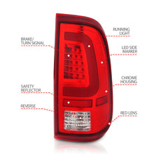 Cargar imagen en el visor de la galería, ANZO 2008-2016 Ford F-250 luces traseras LED carcasa cromada lente roja/transparente (par)