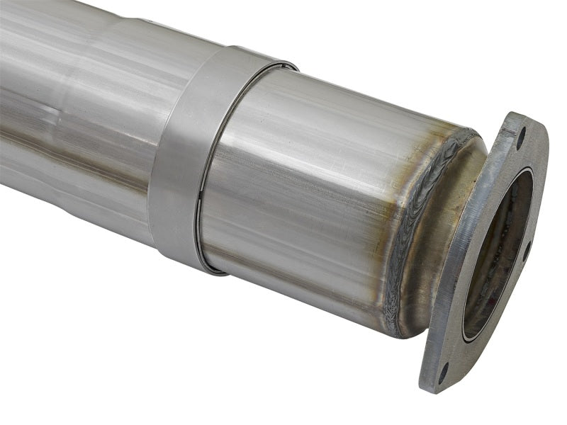 aFe ATLAS Sistema de escape de acero de alumbre con respaldo DPF de 5 pulgadas con punta negra 2017 Ford Diesel Trucks V8-6.7L (td)