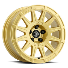 Cargar imagen en el visor de la galería, ICON Ricochet 17x8 5x4.5 38mm Offset 6in BS - Rueda dorada brillante